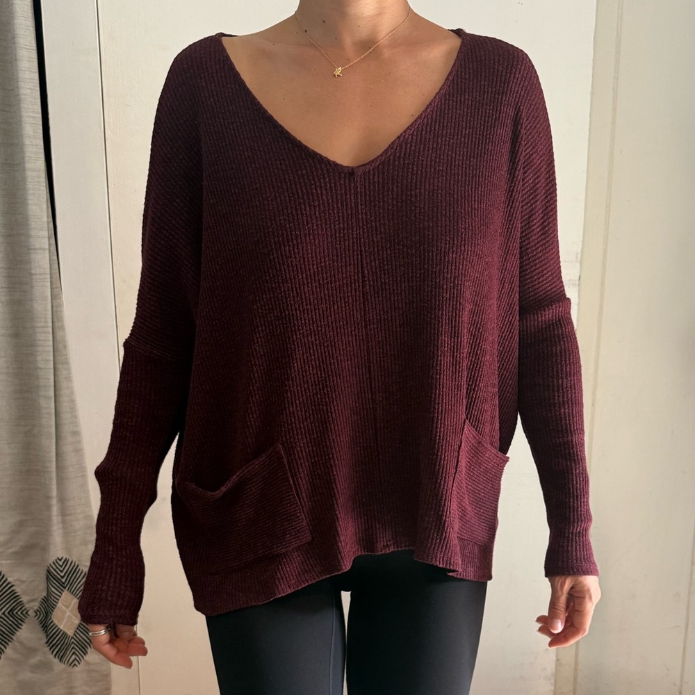 BDG Burgundy V-Neck Sweater